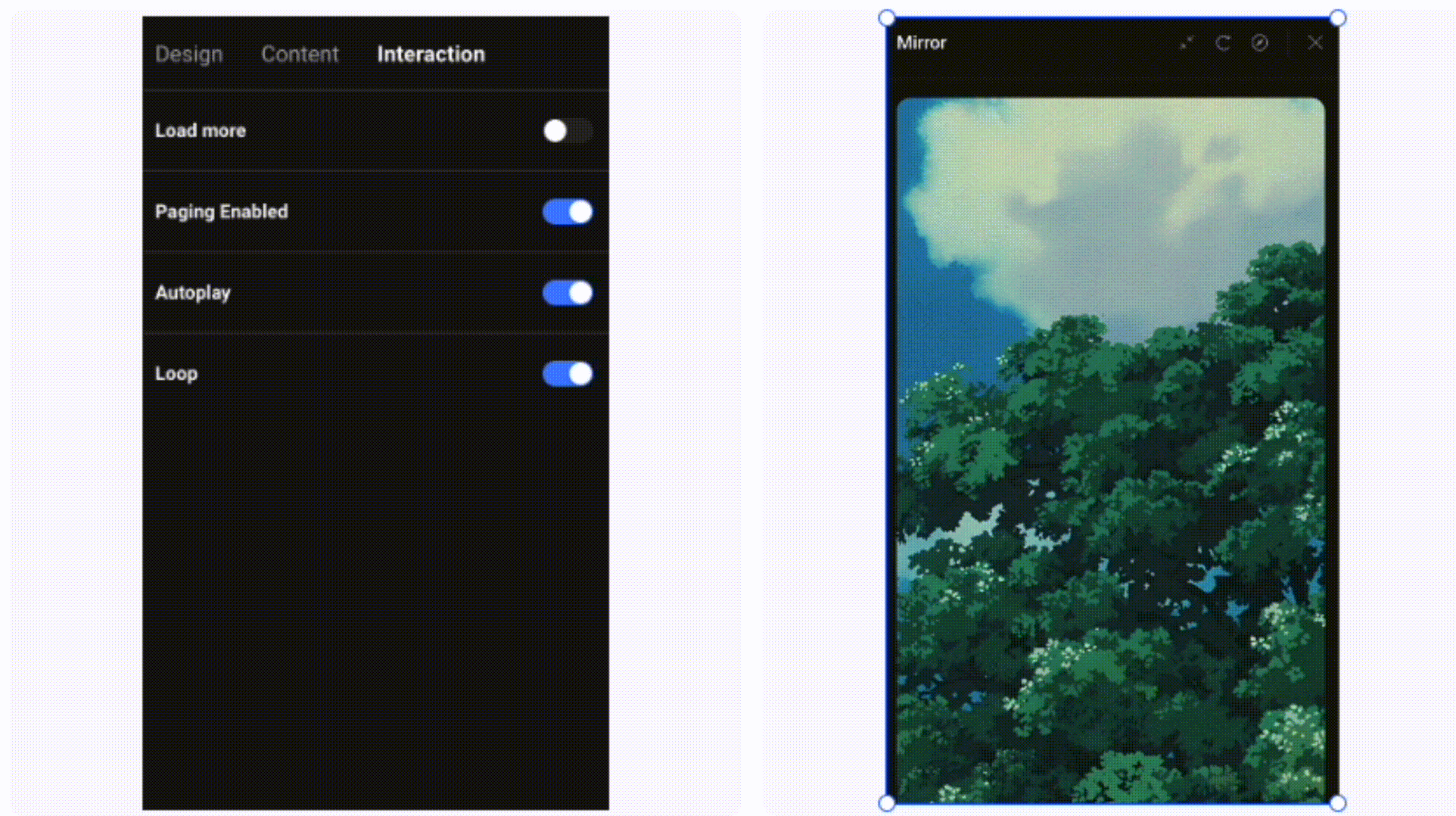 Vertical scrolling carousels